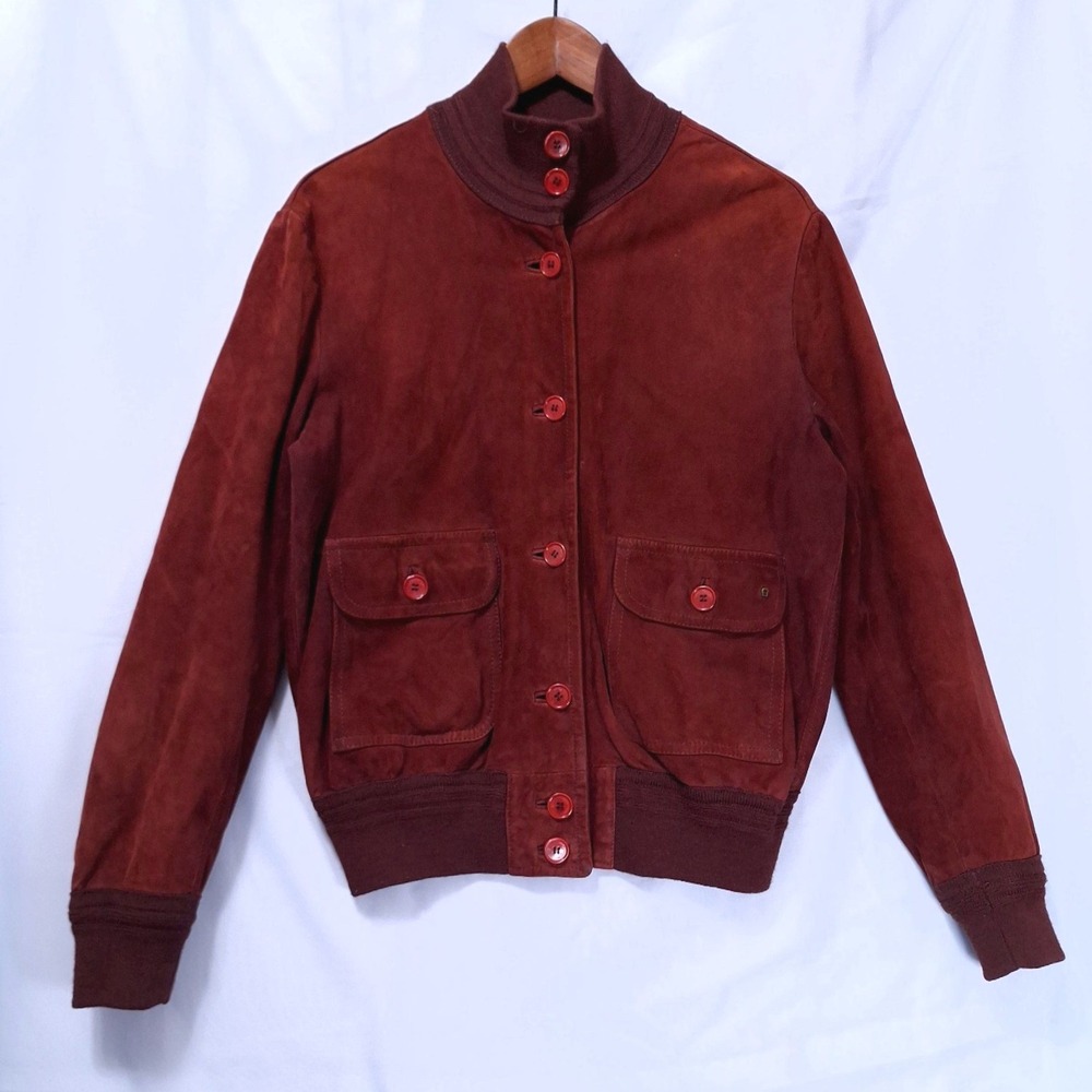 Vtg Etienne‎ Aigner Burgundy Suede Jacket Women M Retro 70s Classic Chic Coat